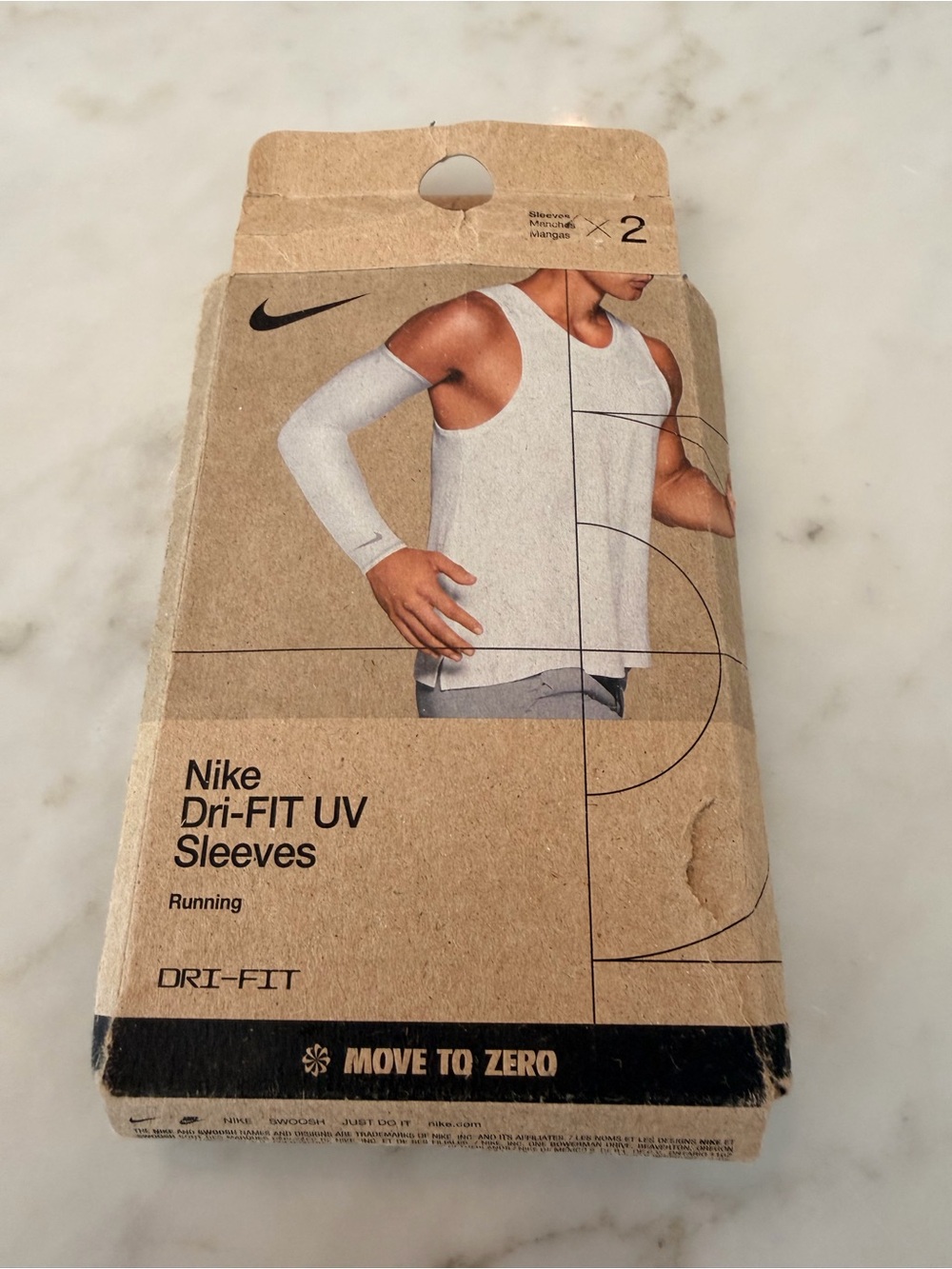 Nike Dri-FIT UV Running Sleeves - White, new in box, S/M